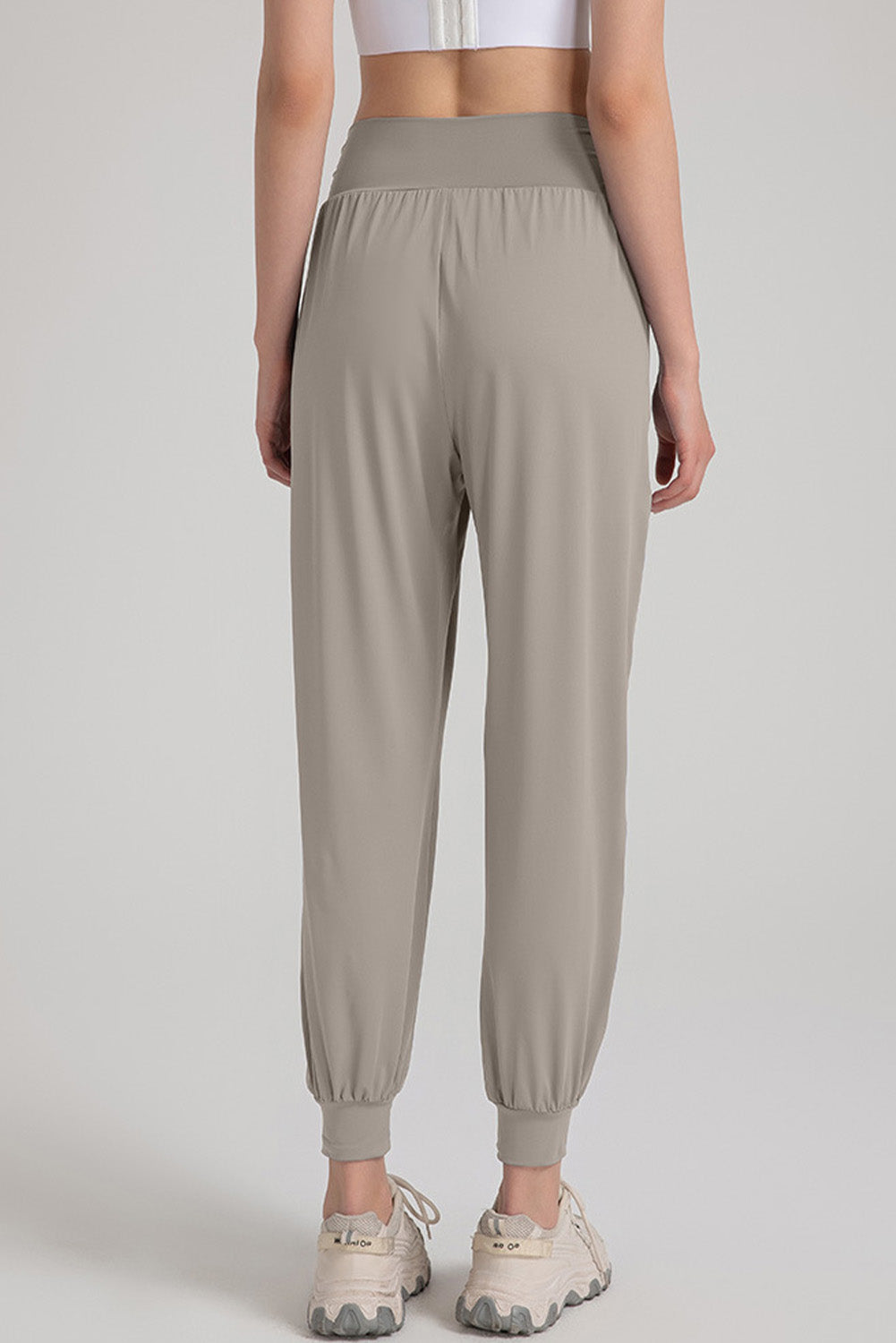 Solid Color High Waist Active Harem Pants