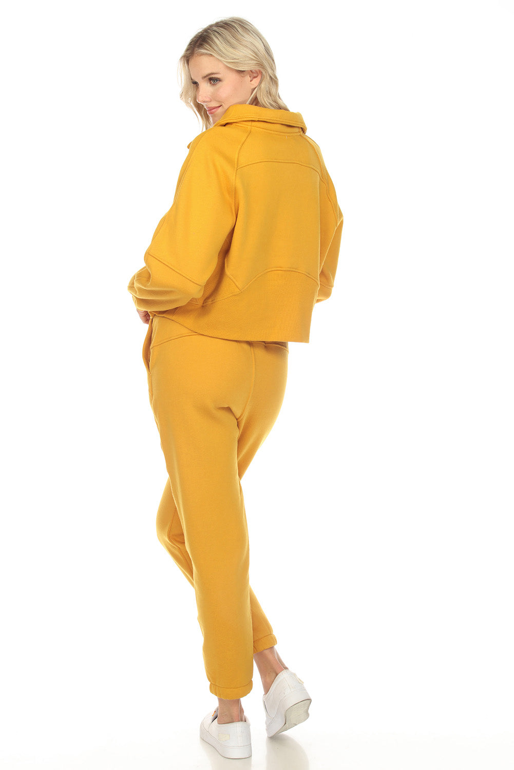 Yellow Half Zip Sweatshirt And Sweatpants Sports Set