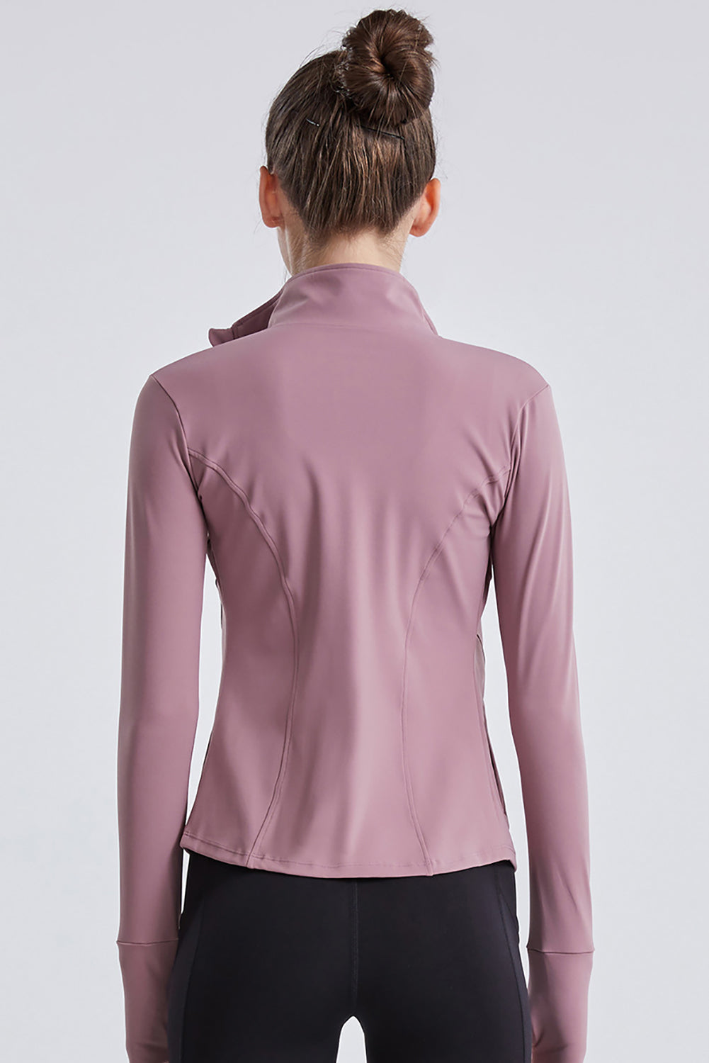 Rose Tan Tand Neck Zipped Active Sports Long Sleeve Top