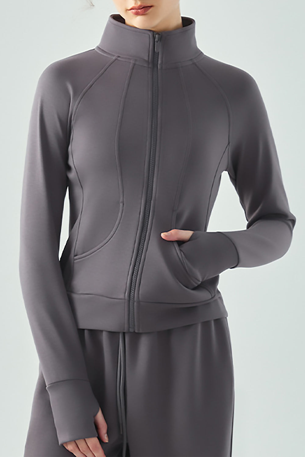 Active Solid Zipper Yoga Coat