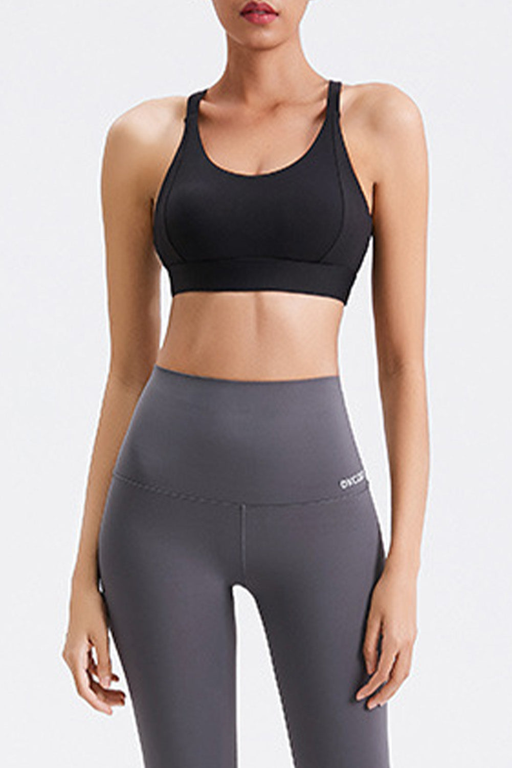 Solid Color Criss Cross Back Push Up Sports Bra