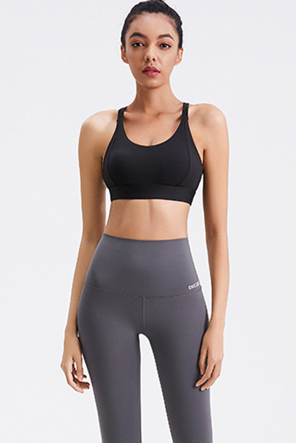 Solid Color Criss Cross Back Push Up Sports Bra