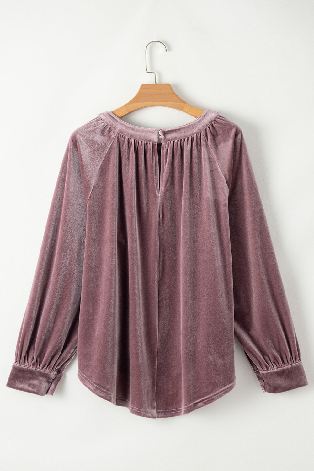 Button Keyhole Back Velvet Swing Top