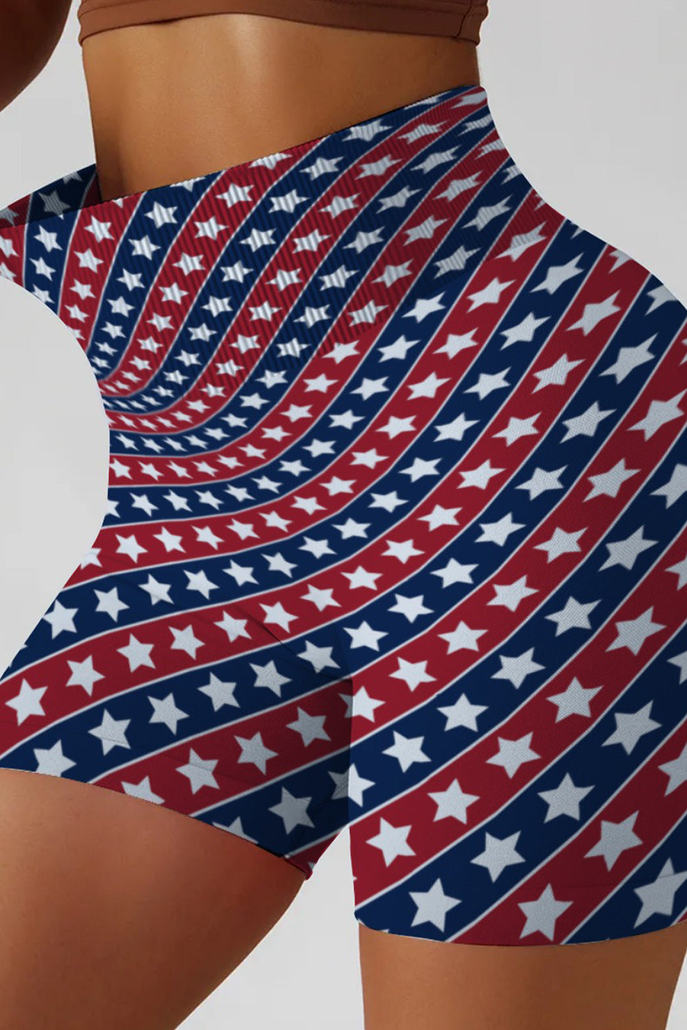 American Flag Print Seamless High Waist Workout Shorts