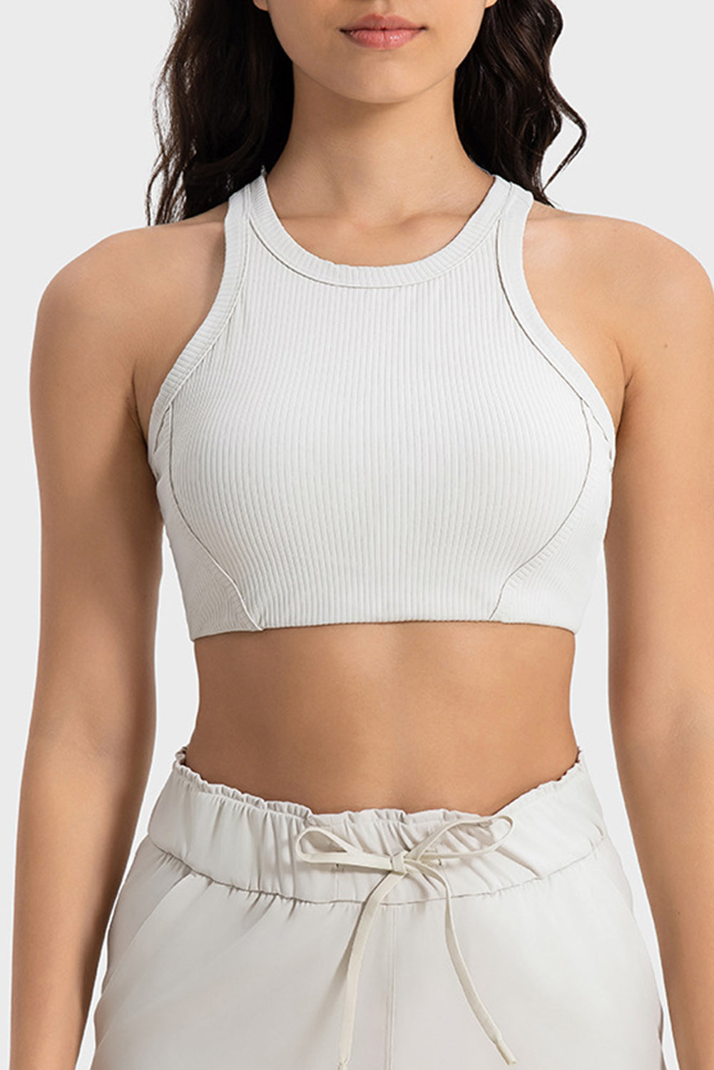 Solid Color Ribbed Push up Sports Active Bra