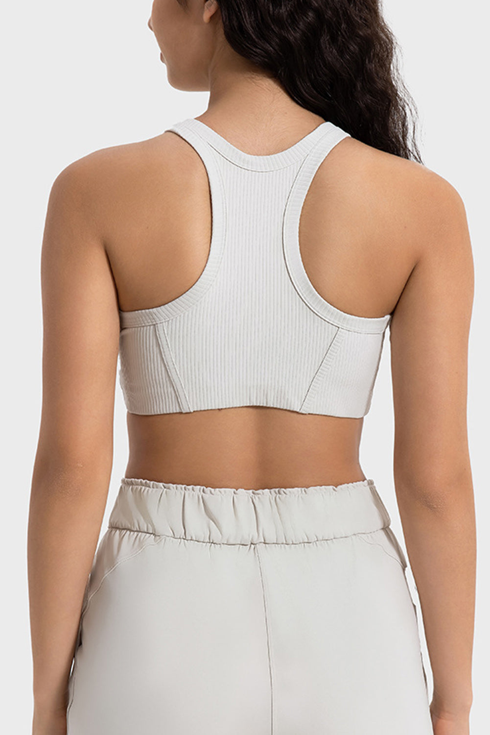 Solid Color Ribbed Push up Sports Active Bra