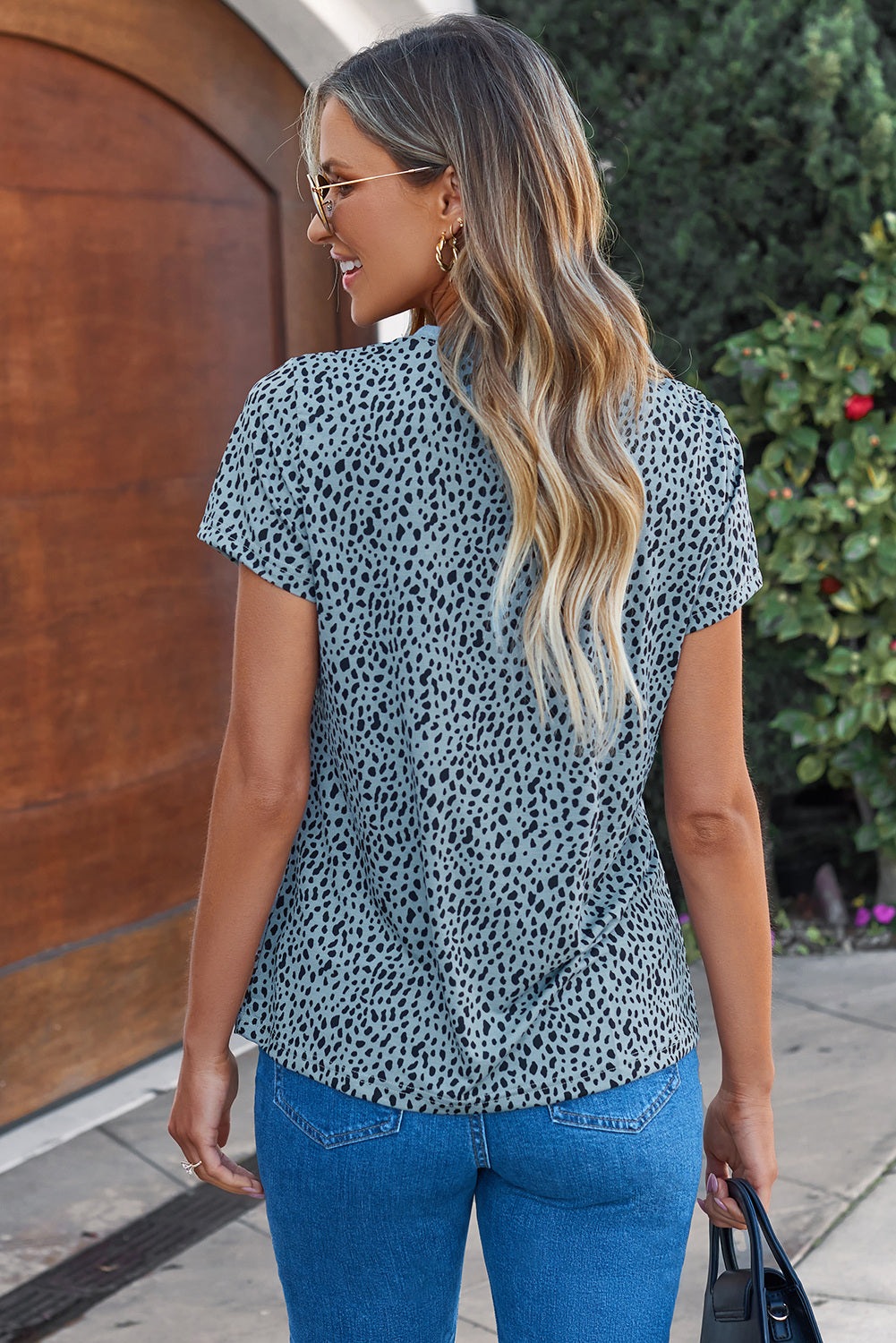 Cheetah Print O-neck Short Sleeve T Shirt