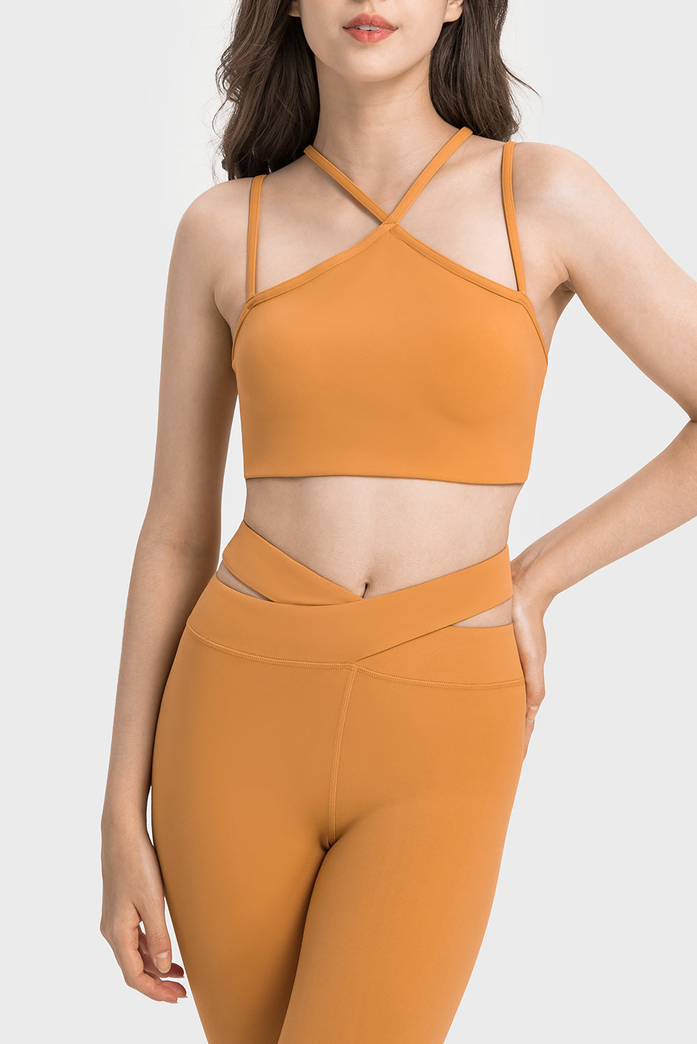 Solid Color Strappy Yoga Bra