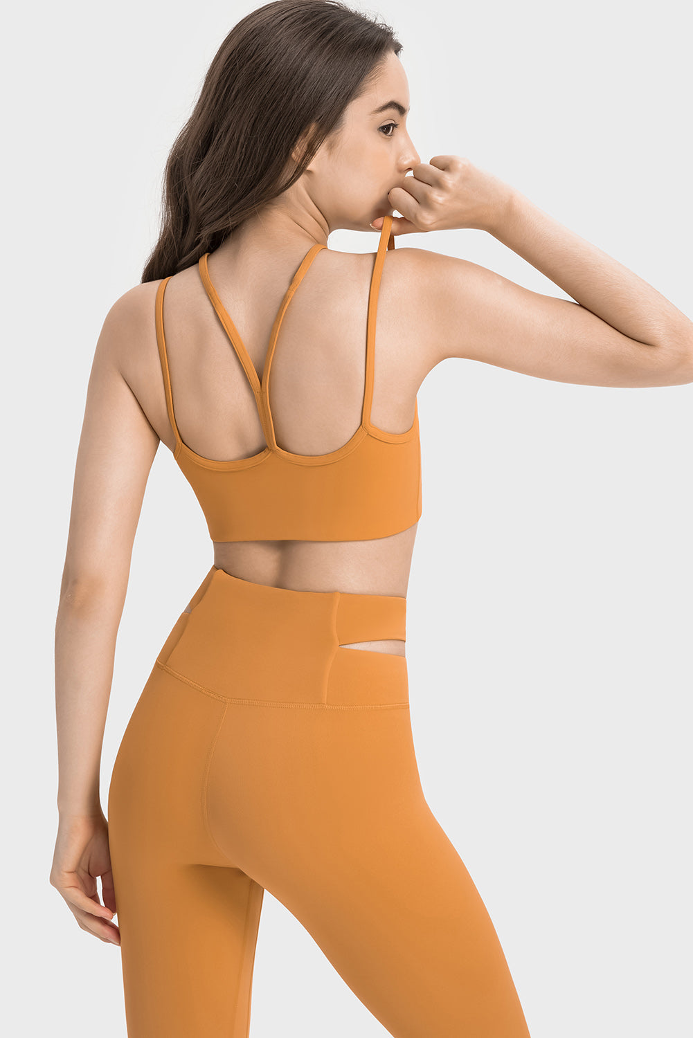 Solid Color Strappy Yoga Bra