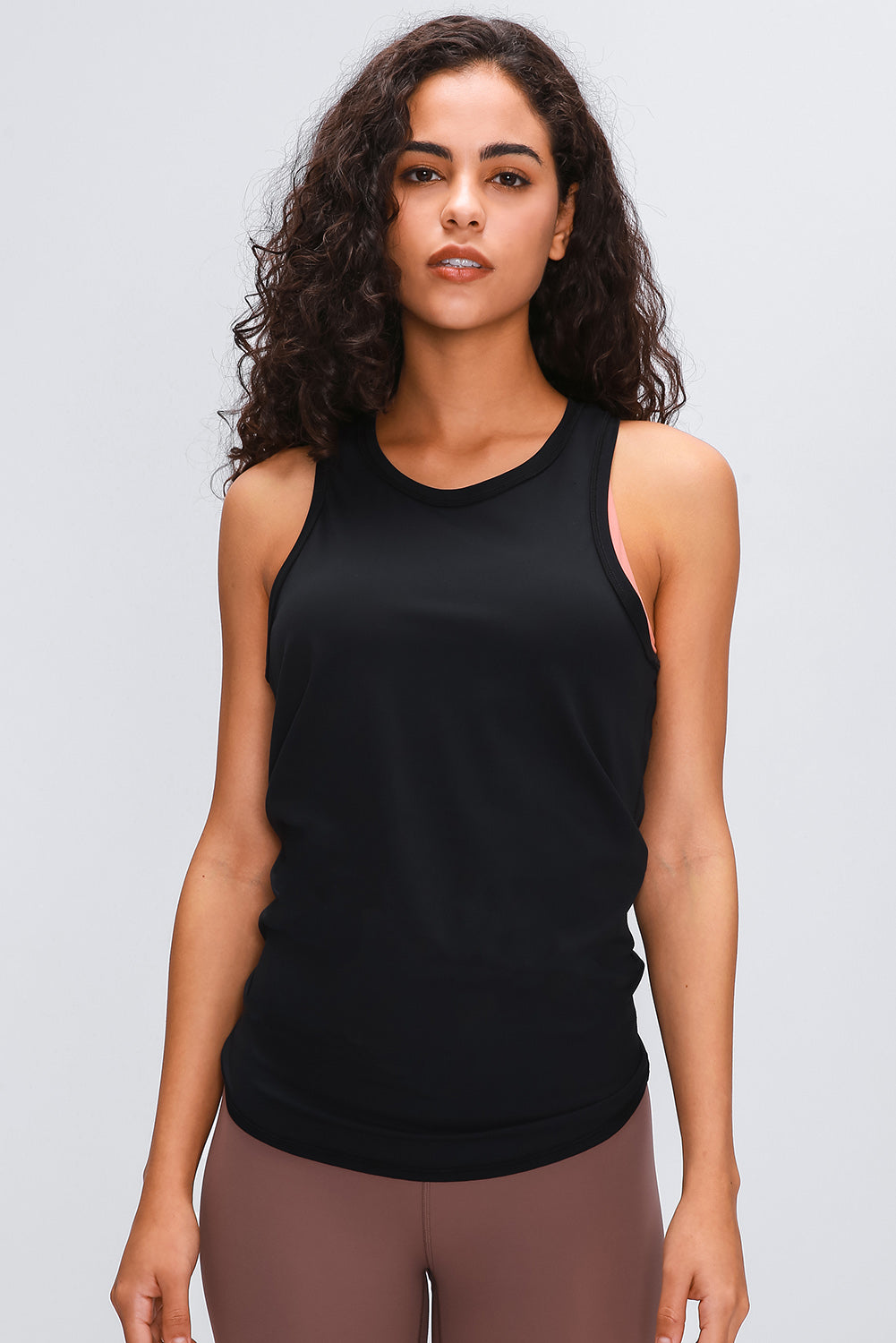Solid Color Back Cut Out Knot Active Tank Top
