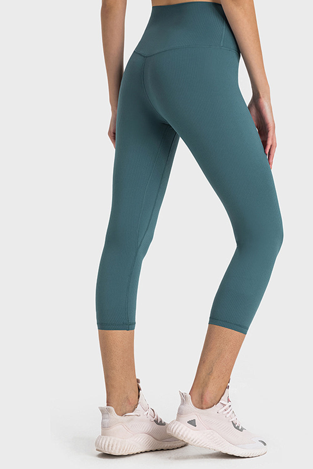 Solid Color High Waist Sports Active Capri Leggings