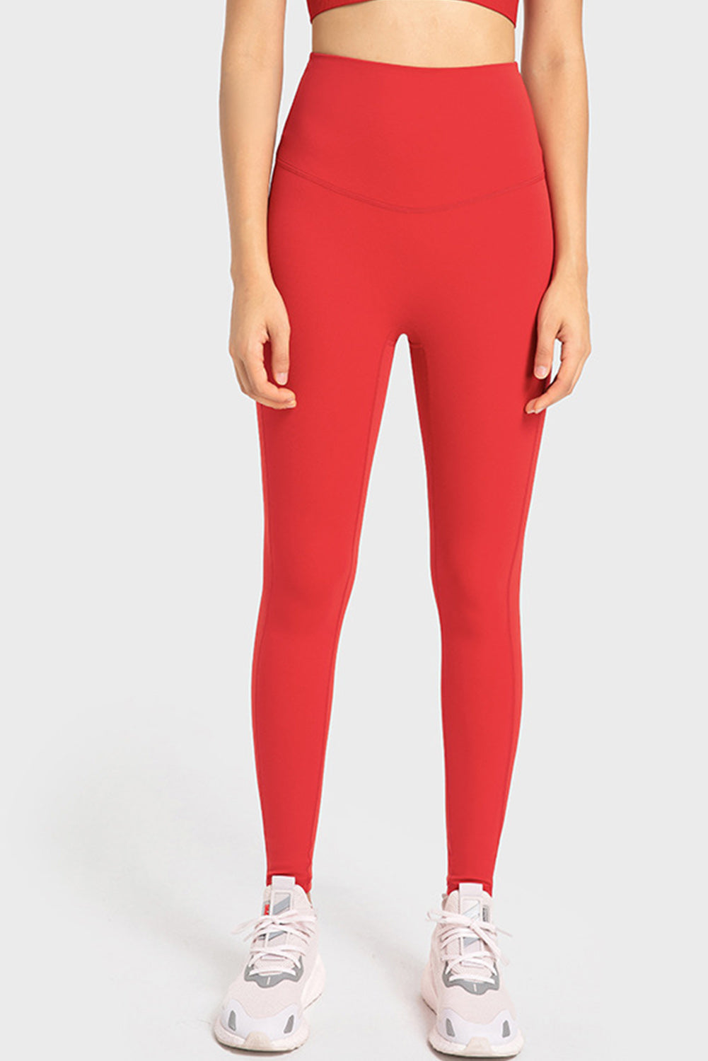 Solid Color High Waist Tummy Control Active Leggings