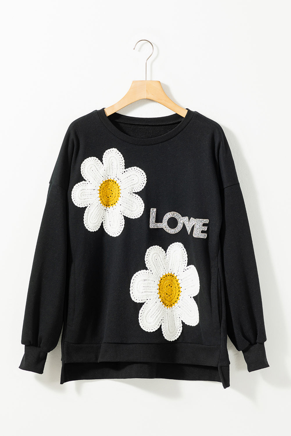 Floral Embroidered LOVE Graphic Sweatshirt