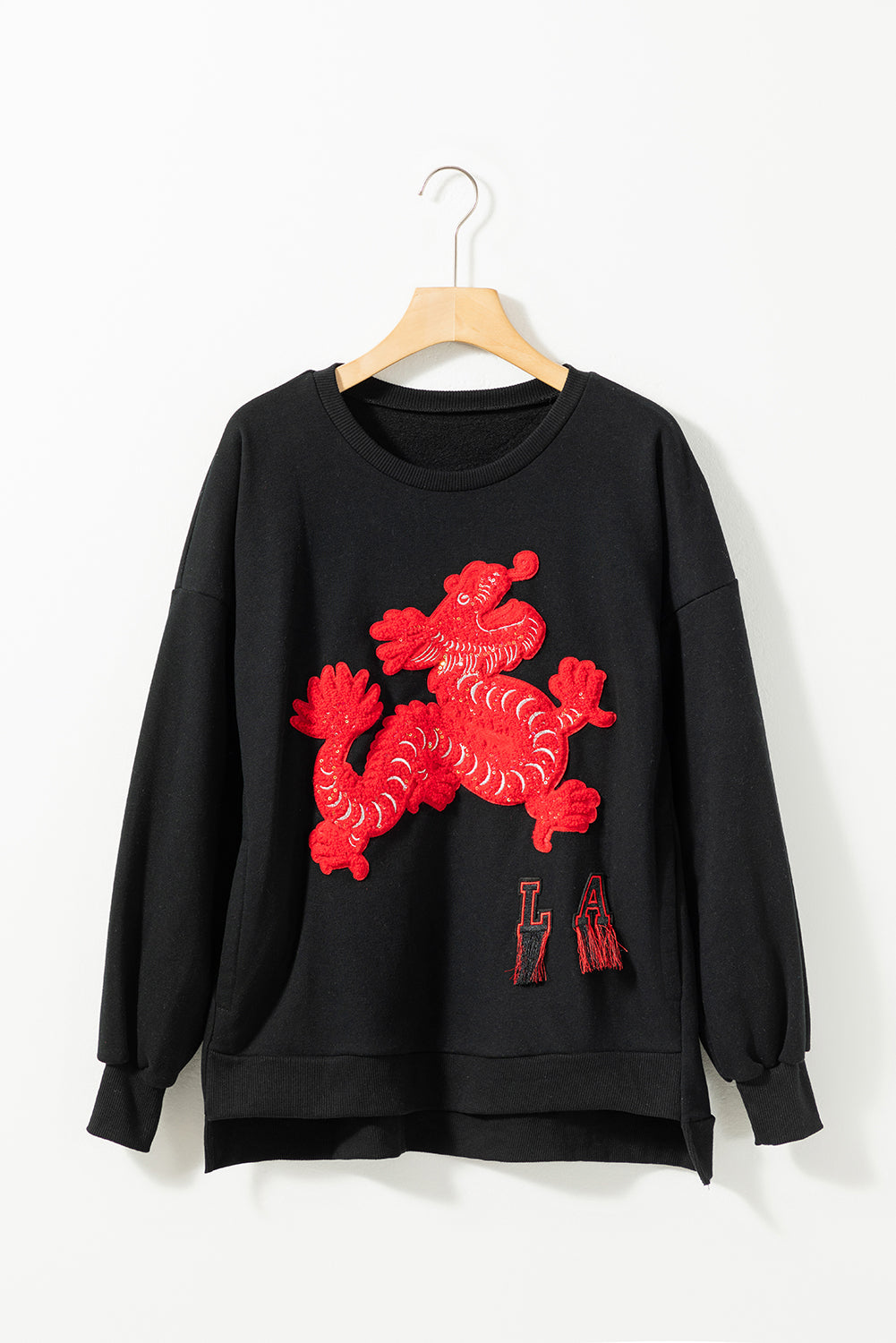 Lucky Dragon Graphic Patch Pullover Sweatshirt