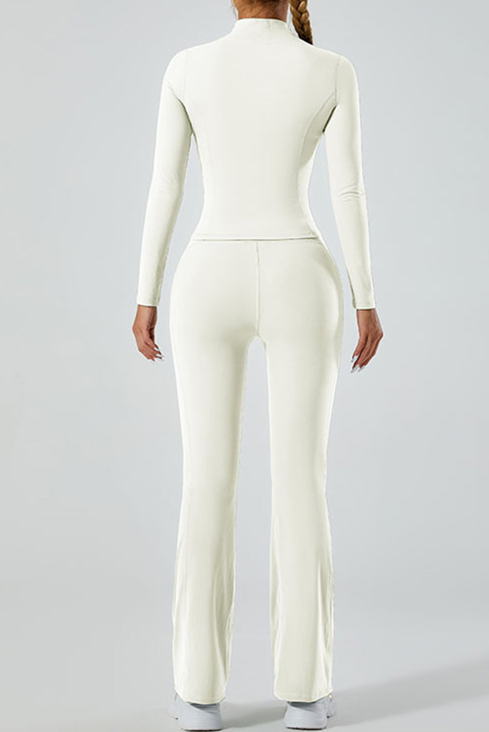 Exposed Seam Stand Neck Zip up Long Sleeve Sports Top