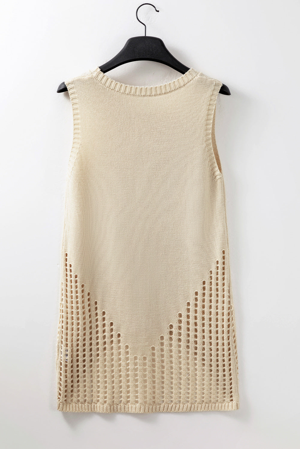 Pointelle Detail Solid Color Knit Sweater Vest