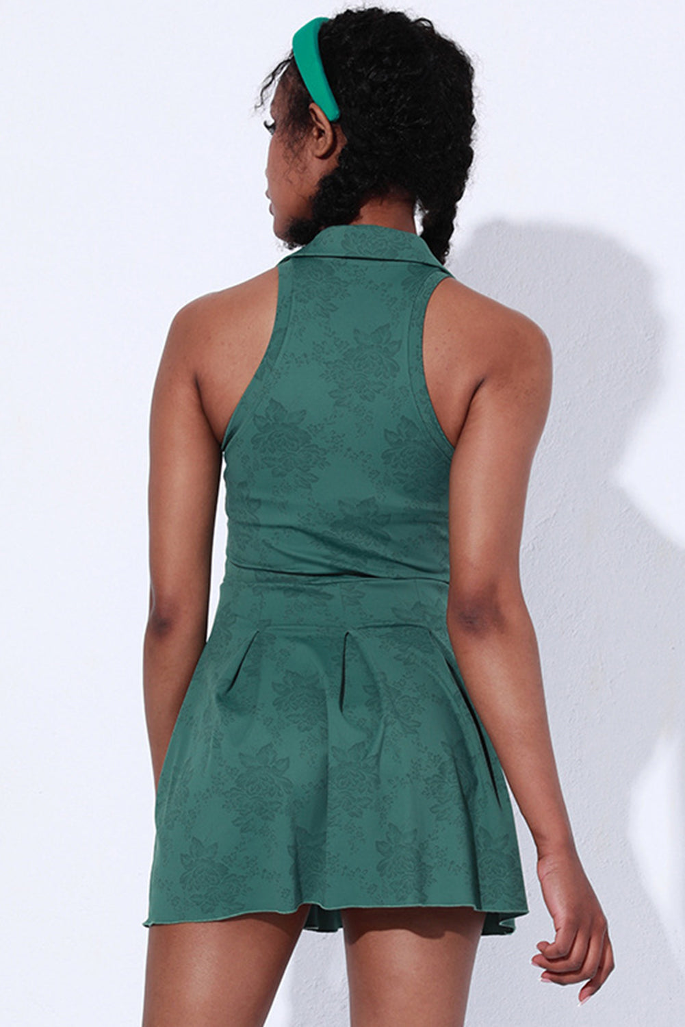 Sleeveless V Neck Shirt Collar Sports Mini Dress