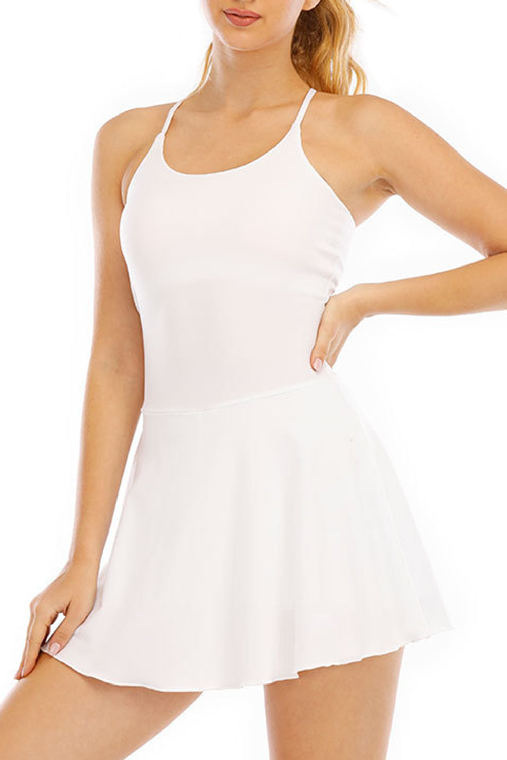 Spaghetti Straps U Neck Pocketed Active Dress