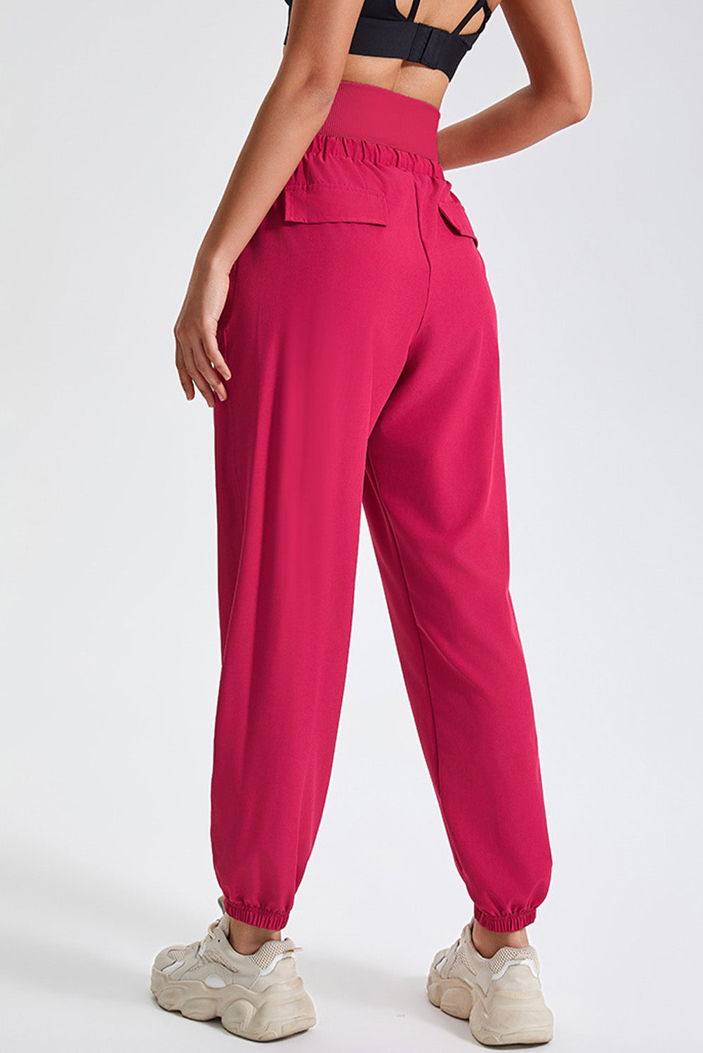 Drawstring Wide Waistband Athletic Active Joggers