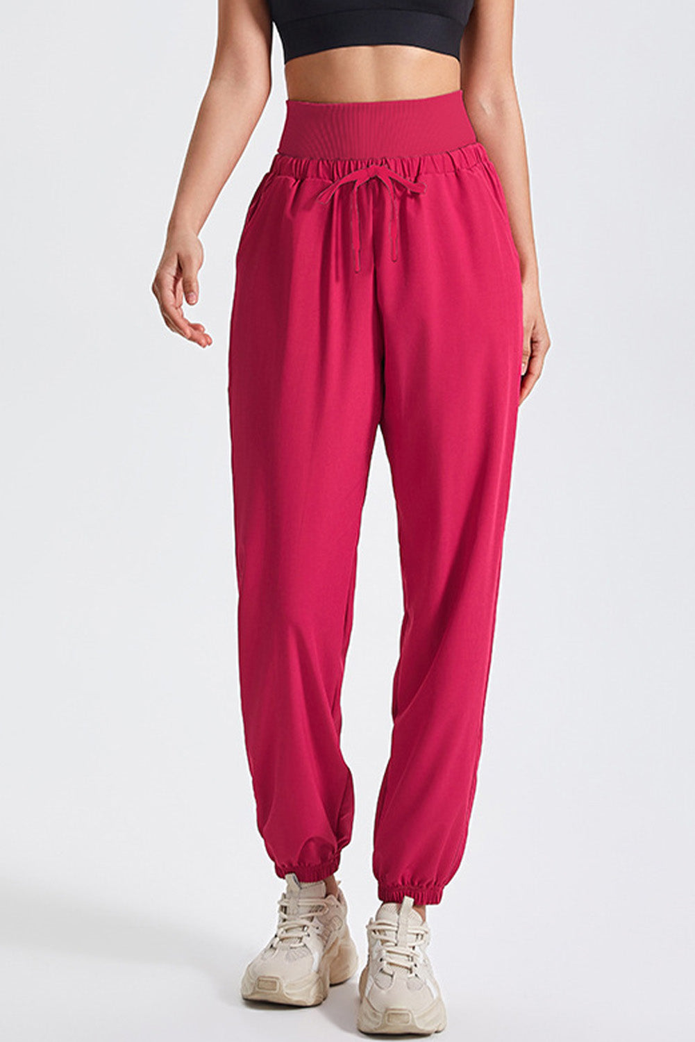 Drawstring Wide Waistband Athletic Active Joggers