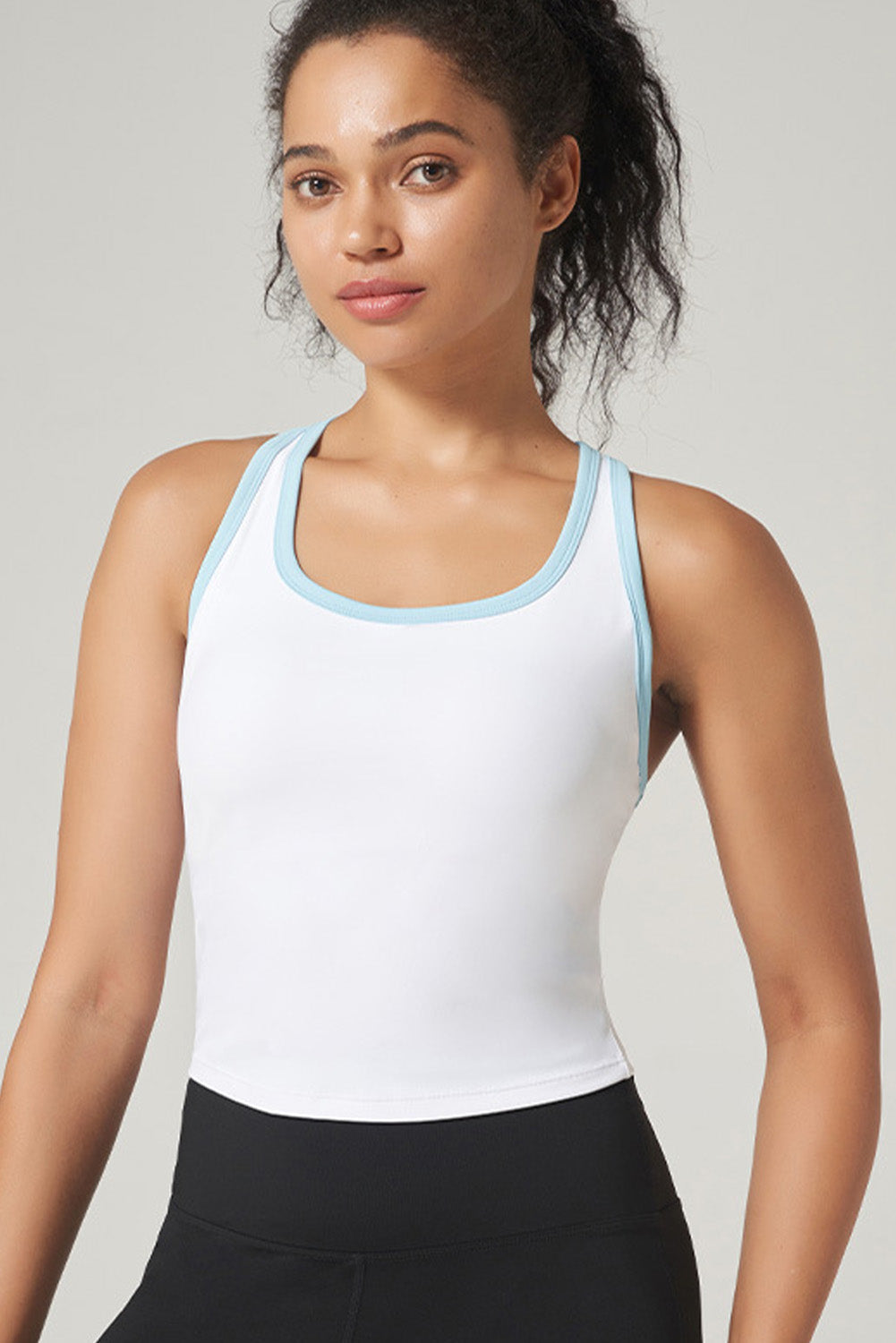 Sleeveless Color Block Trim Racerback Active Tank Top