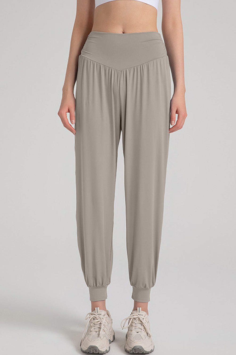 Solid Color High Waist Active Harem Pants